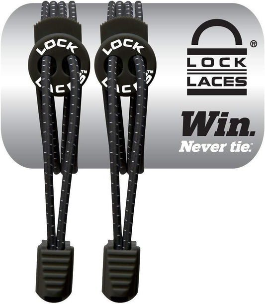 Lock Laces Elastic No-Tie Shoelace System, Black