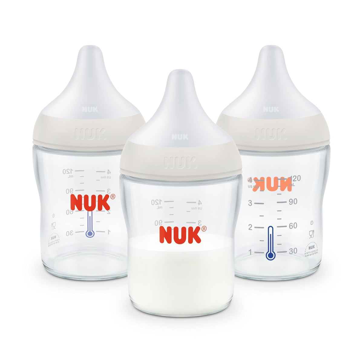 NUK Perfect Match Natural Transition Glass Baby Bottles, 4 oz (120 ml), 3 Pack - view 2