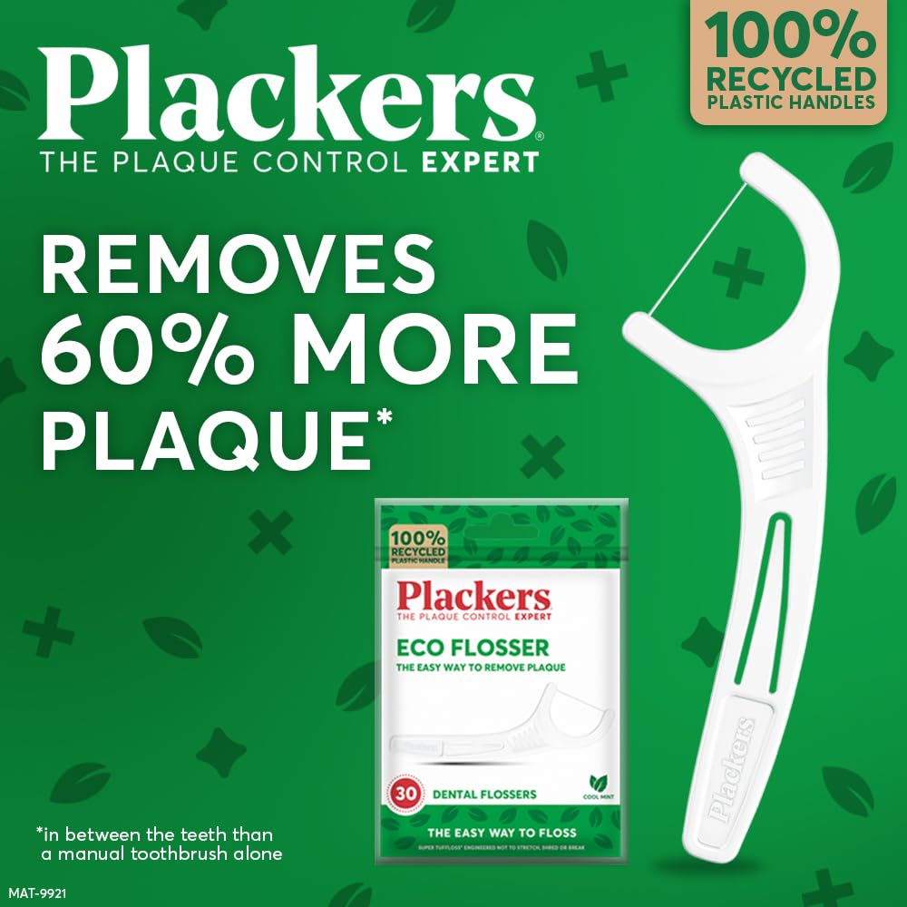 Plackers Eco Floss Picks with Folding Toothpick, Cool Mint, 30 Count — alternate product view