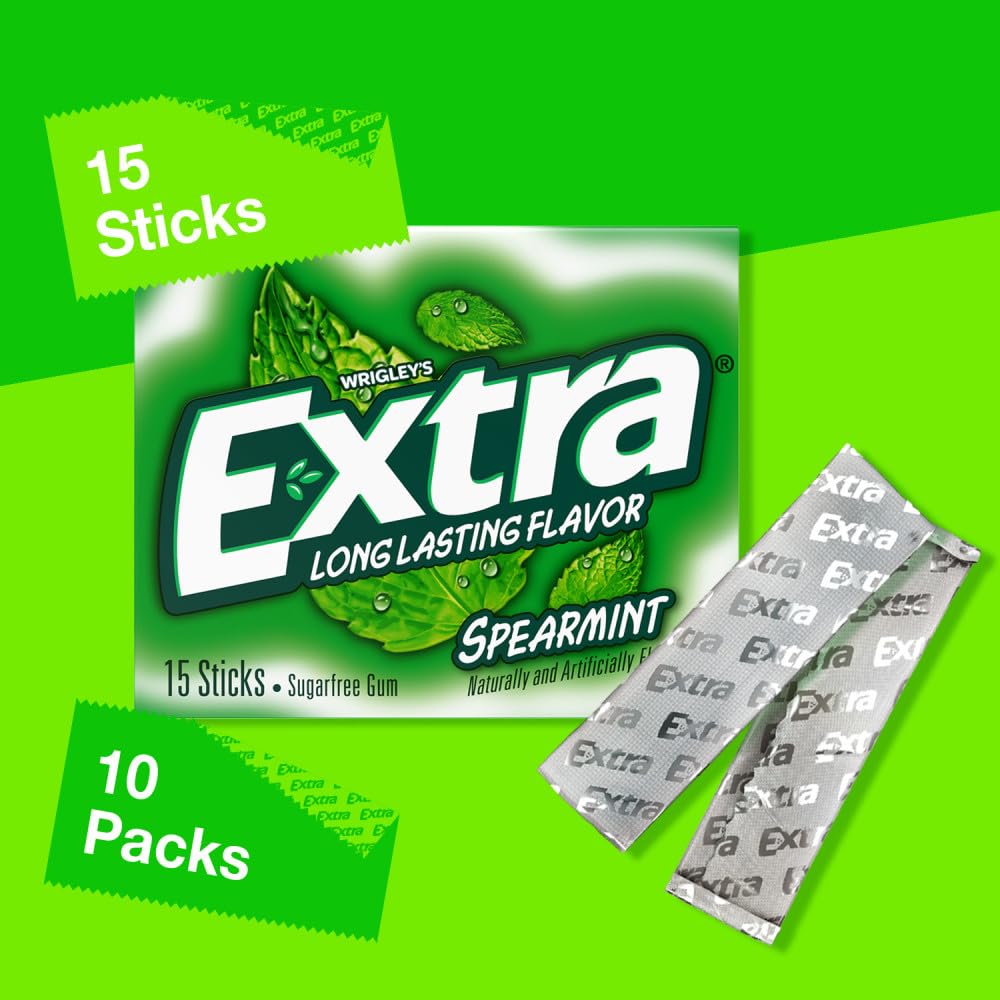 Extra Spearmint Sugar-Free Chewing Gum, 15 Pieces x 10 Packs (150 Pieces) - view 4