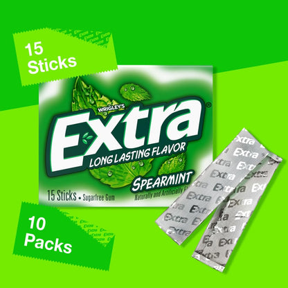 Extra Spearmint Sugar-Free Chewing Gum, 15 Pieces x 10 Packs (150 Pieces) - view 4