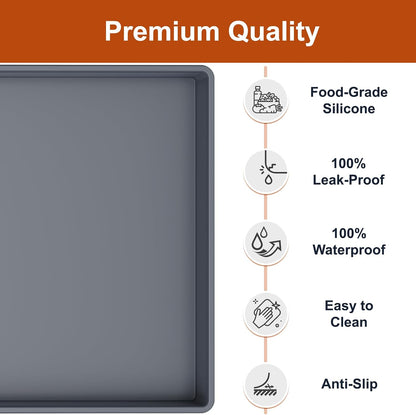 ukeetap Waterproof Silicone Mat with Raised Edge, 19 x 12 in, Gray - view 2
