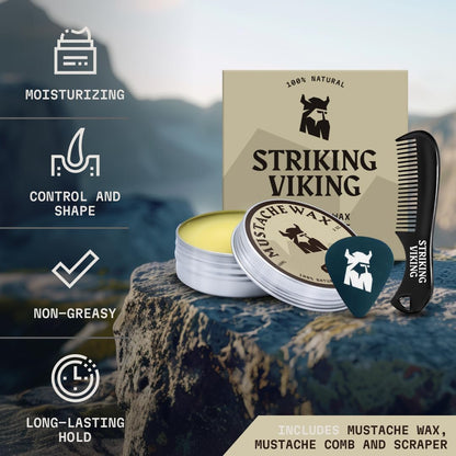 Striking Viking Moustache Wax Kit with Comb, Vanilla, 2 oz - view 2