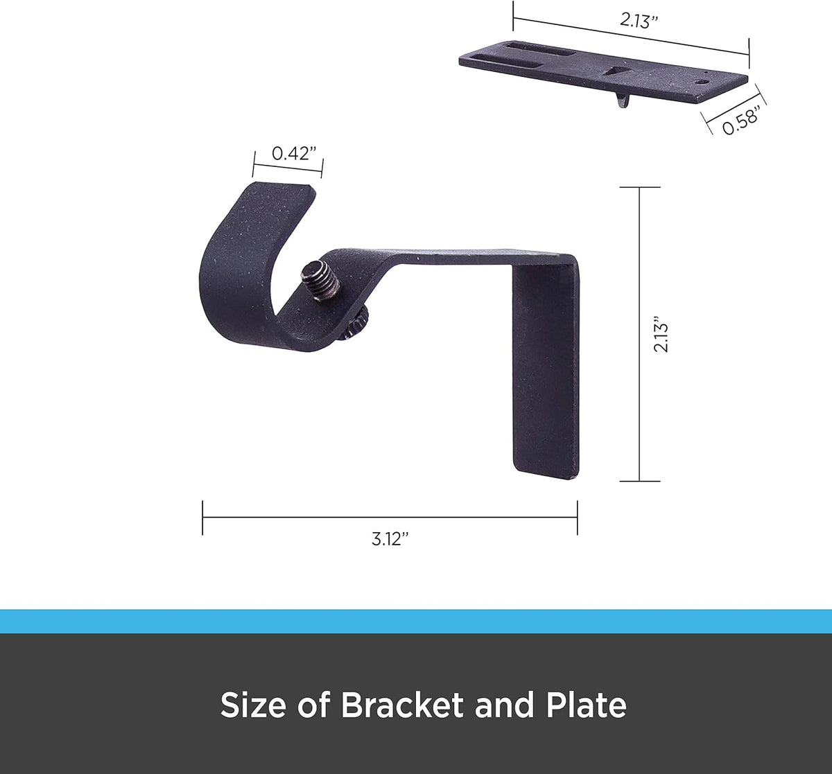 Kenney Fast Fit 5/8" No Measure Curtain Rod Brackets, Matte Black - view 2