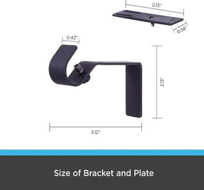 Kenney Fast Fit 5/8" No Measure Curtain Rod Brackets, Matte Black - view 2