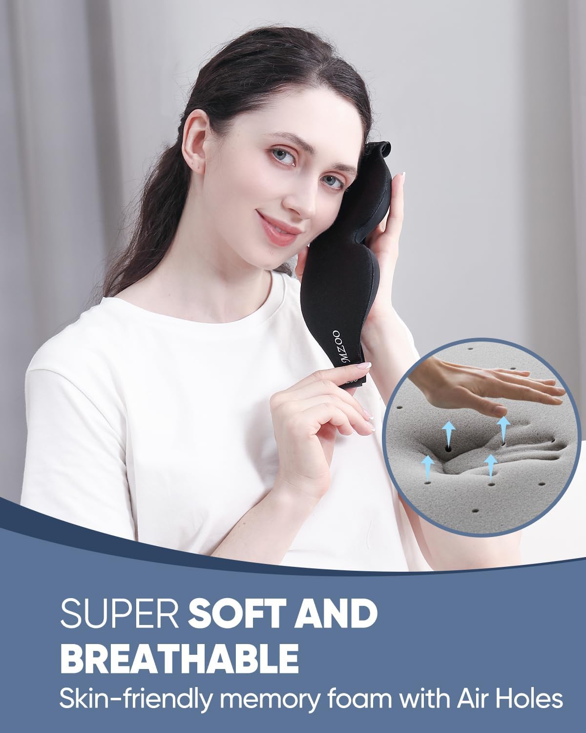 MZOO Memory Foam Sleep Mask, Light Blocking, Adjustable Strap - view 5