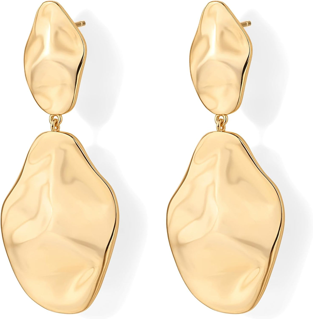 PAVOI 925 Silver Drop Earrings, Yellow Gold, 50 x 21.5 mm - view 4