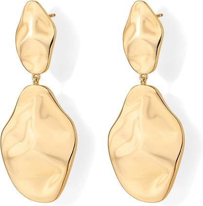 PAVOI 925 Silver Drop Earrings, Yellow Gold, 50 x 21.5 mm - view 4