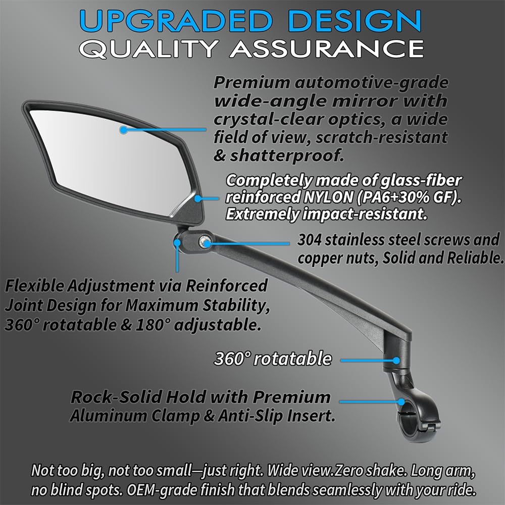 BriskMore Left Handlebar Bike Mirror, Foldable, 360 Degree Adjustable - view 3