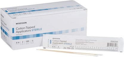 McKesson Sterile Cotton Tipped Applicators, 6 in, 200 Count