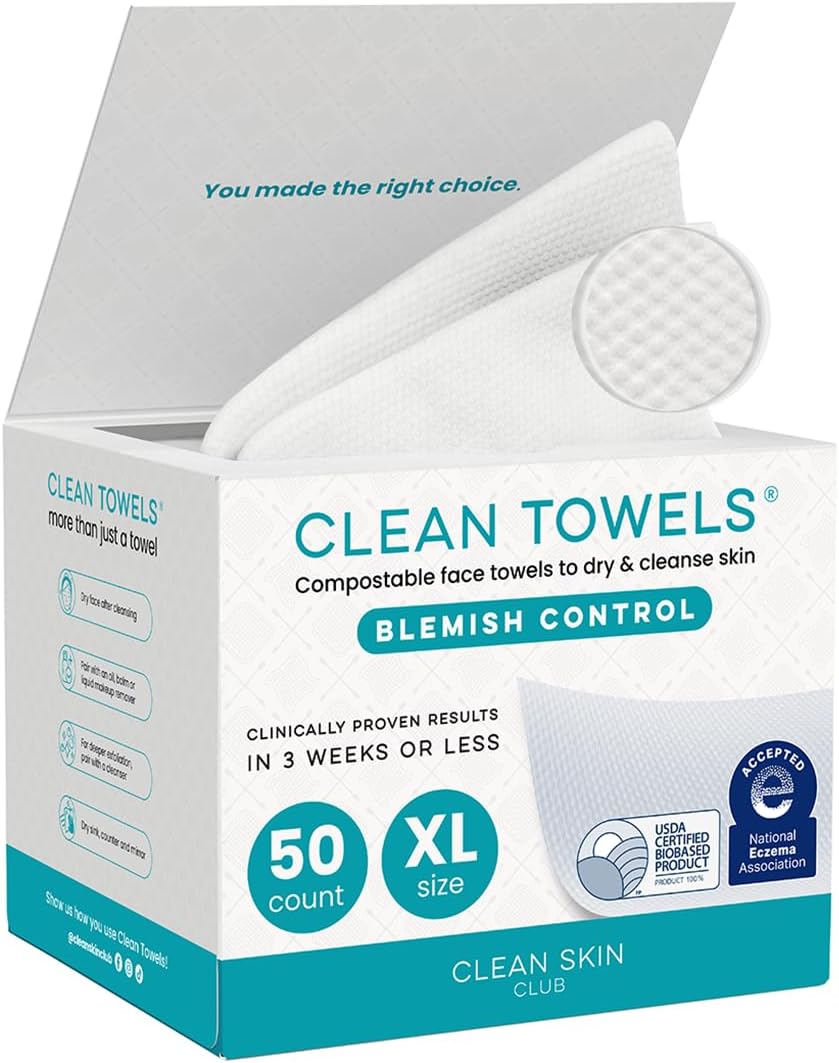 Clean Skin Club Blemish Control Clean Towels XL, 50 Count