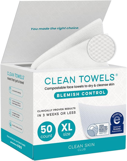 Clean Skin Club Blemish Control Clean Towels XL, 50 Count