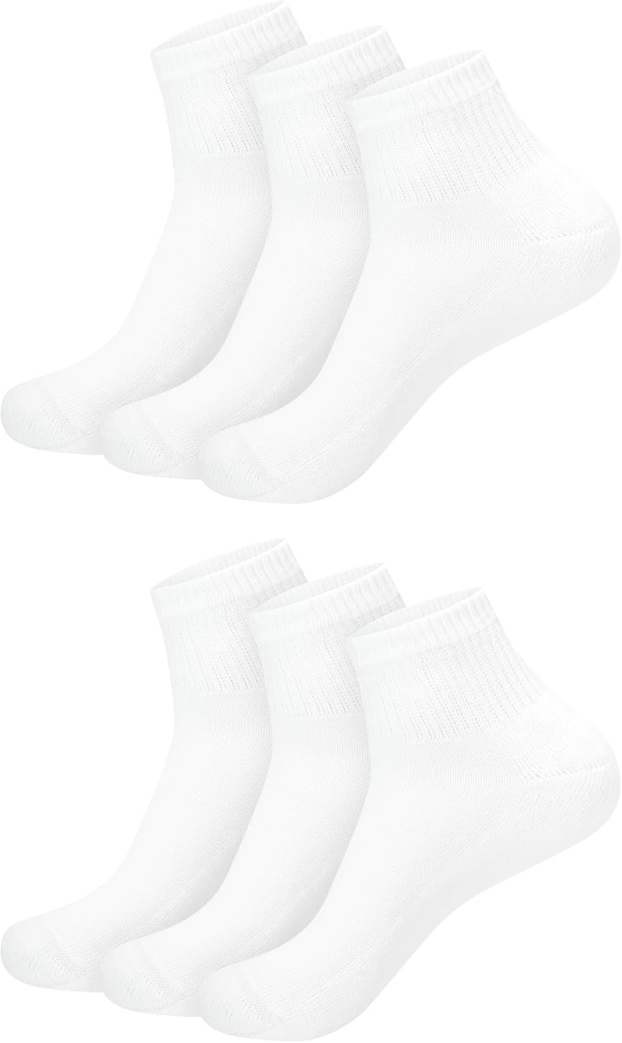 Hanes Ultimate Women's Ankle Athletic Socks, White, 6 Pairs, US Size 5-9