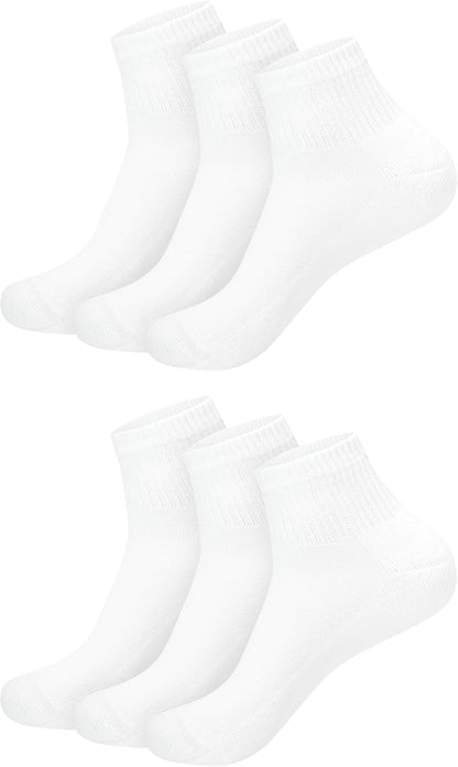Hanes Ultimate Women's Ankle Athletic Socks, White, 6 Pairs, US Size 5-9