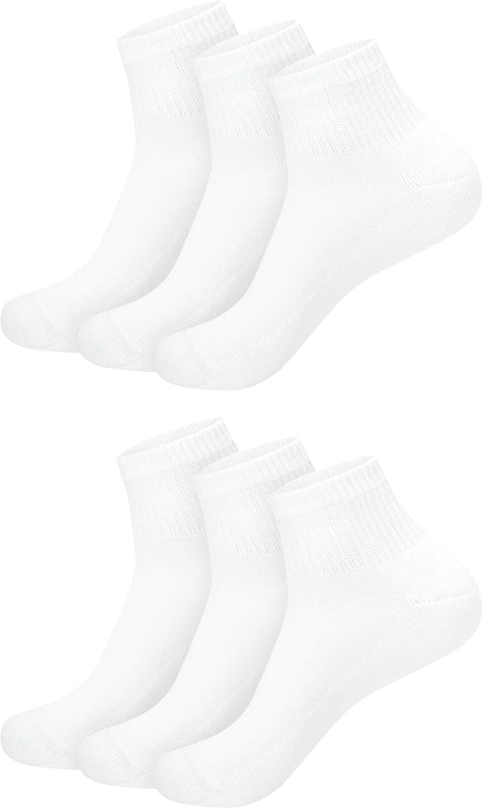 Hanes Ultimate Women's Ankle Athletic Socks, White, 6 Pairs, US Size 5-9