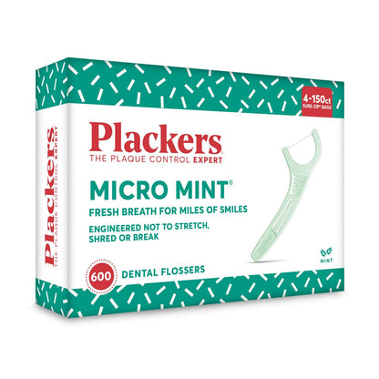 Plackers Micro Mint Floss Picks, 600 Count (4 x 150)