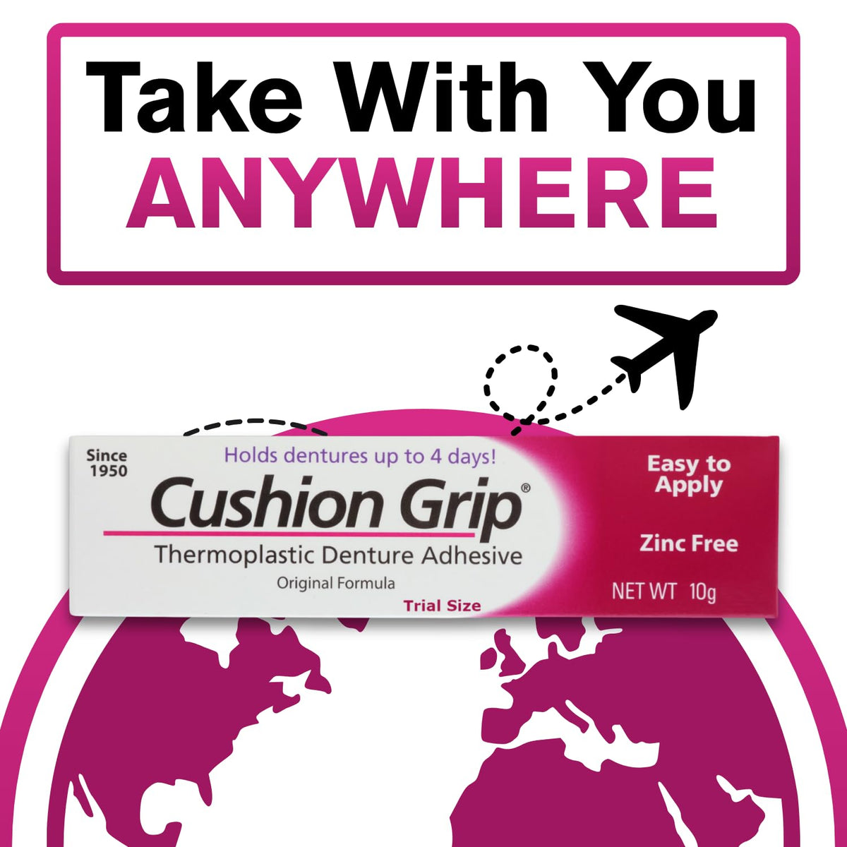 Cushion Grip Thermoplastic Denture Adhesive, 0.35 oz Travel Size - view 3