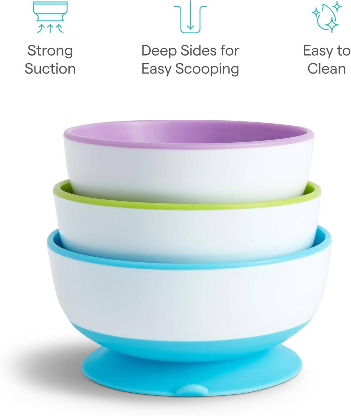 Munchkin Stay Put Suction Bowls for Baby, 3 Pack - view 6