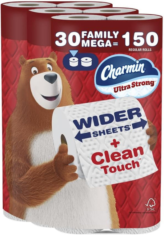 Charmin Ultra Strong Clean Touch Toilet Paper 30 Family Mega Rolls