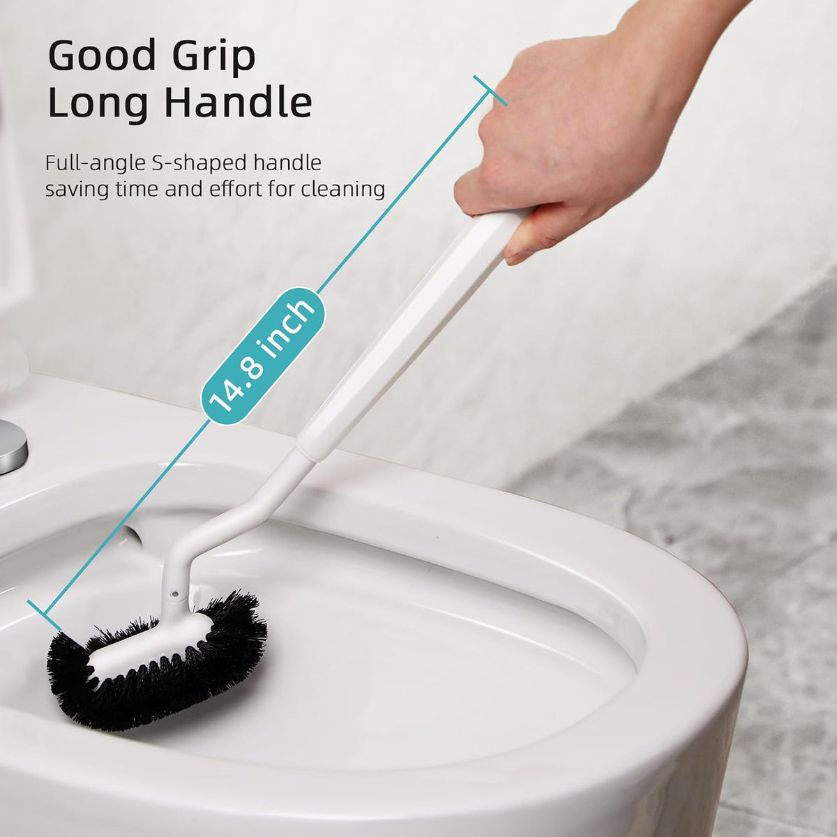 HAMITOR Toilet Brush and Holder Set with Curved Bristles - view 5