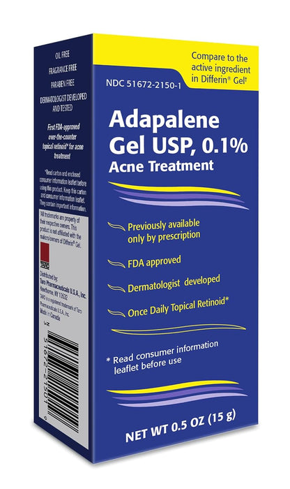 Taro Adapalene 0.1% Acne Treatment Gel - Paraben Free (0.5oz)