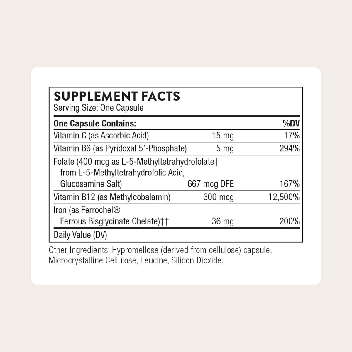 Thorne Advanced Iron Complex, Chelated Iron Supplement, 60 Capsules - view 2