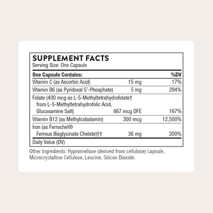Thorne Advanced Iron Complex, Chelated Iron Supplement, 60 Capsules - view 2