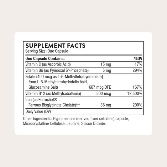 Thorne Advanced Iron Complex, Chelated Iron Supplement, 60 Capsules - view 2