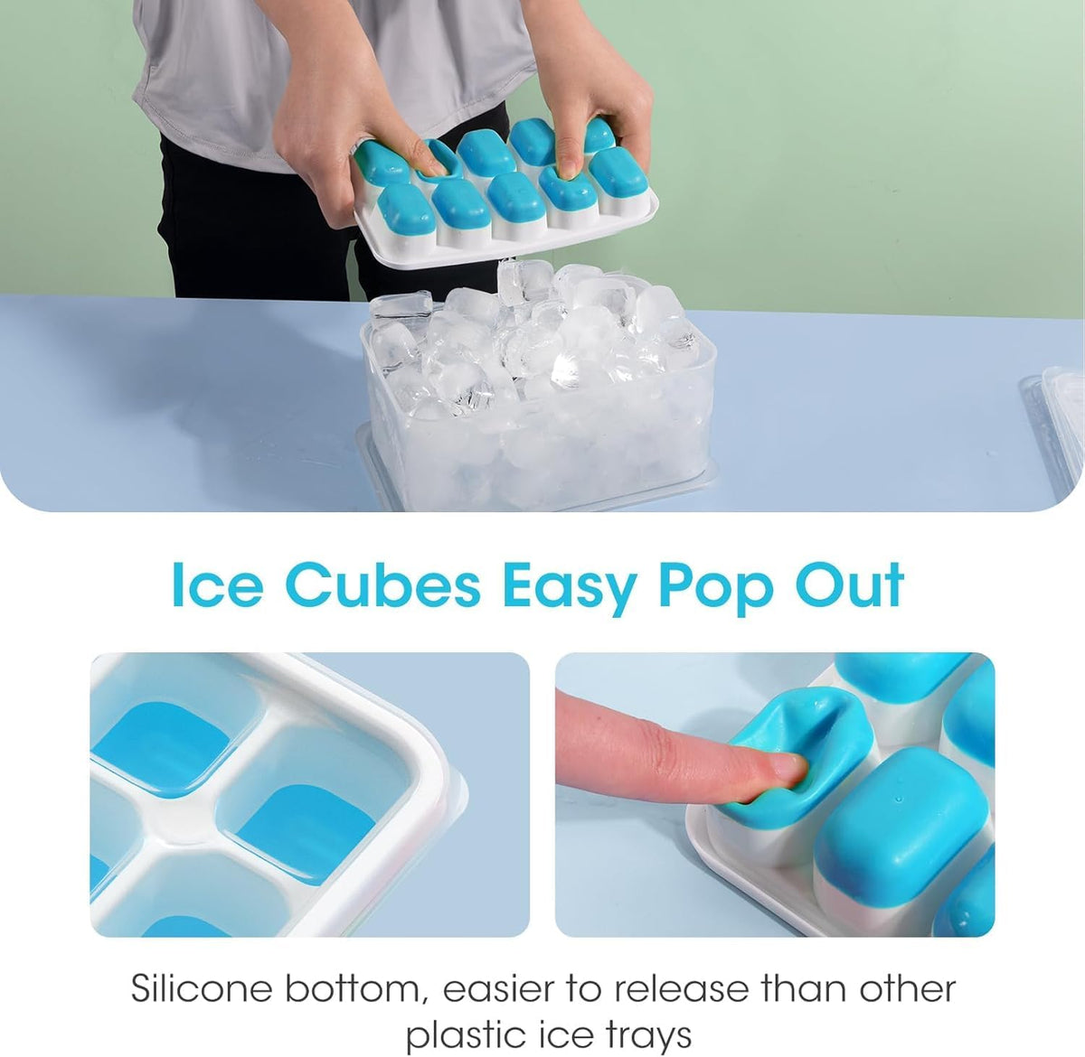 DOQAUS Silicone Ice Cube Trays with Lids and Bin, 4 Pack - view 5