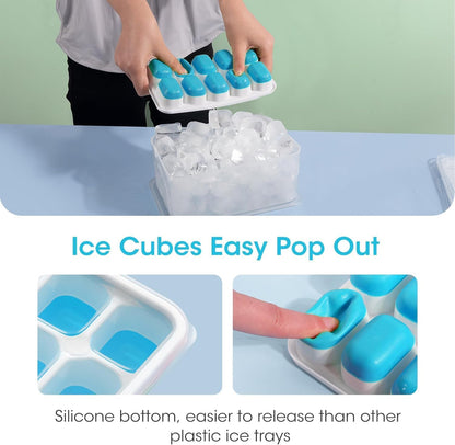 DOQAUS Silicone Ice Cube Trays with Lids and Bin, 4 Pack - view 5