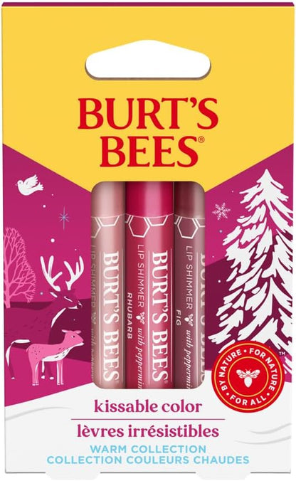 Burt's Bees Lip Shimmer Set, Peony, Rhubarb and Fig, 3 x 2.6 g