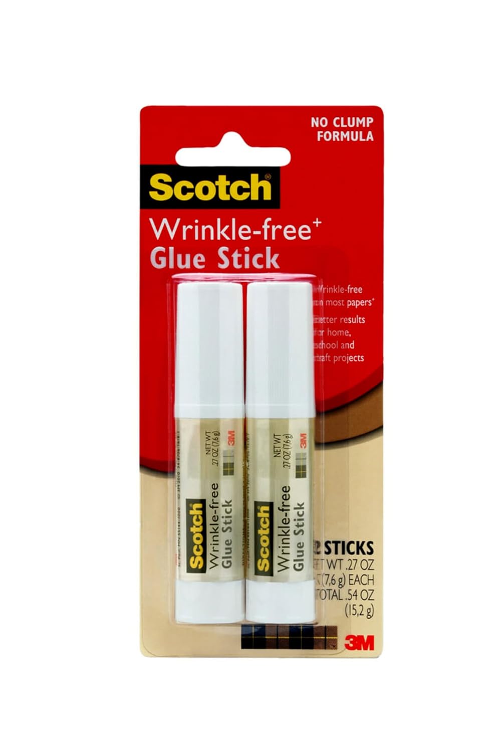 Scotch Wrinkle-Free Glue Sticks, 2 Pack, 0.27 oz Each