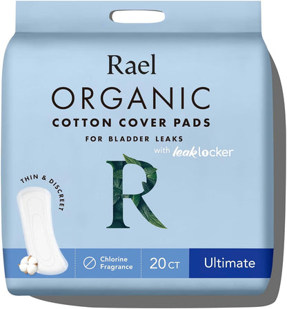 Rael Organic Cotton Cover Incontinence Pads for Women, Ultimate, 20 Count