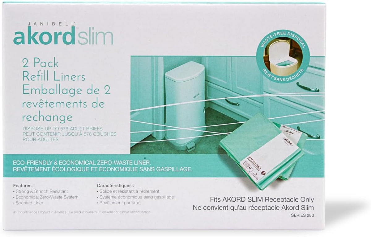 Janibell Akord Slim Adult Nappy Pail Refill Liners, 2 Count