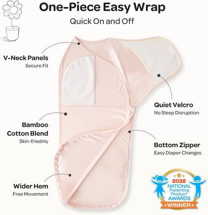 Momcozy Quiet Fastener Newborn Swaddle, 0-3 Months, Bloom - view 3