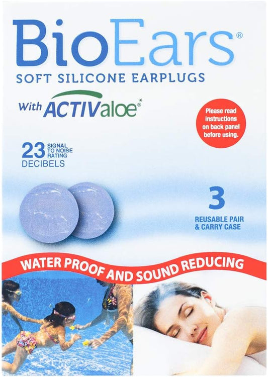BioEars Soft Silicone Earplugs with ACTIValoe, 3 Pairs