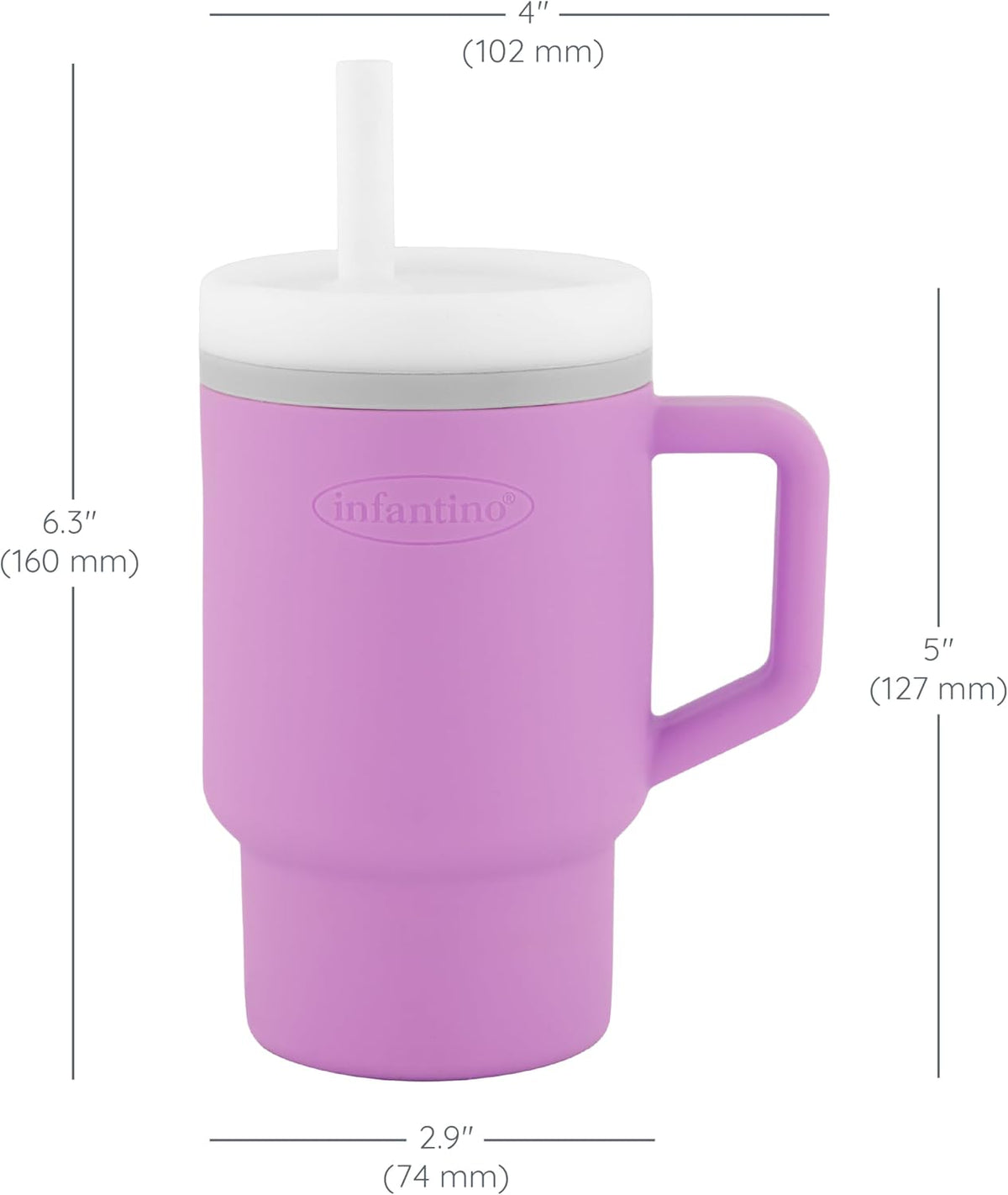 Infantino My 1st Tumbler Silicone Cup with Straw and Handle, 9 fl oz, Lilac - view 3