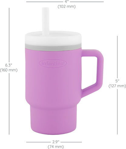 Infantino My 1st Tumbler Silicone Cup with Straw and Handle, 9 fl oz, Lilac - view 3