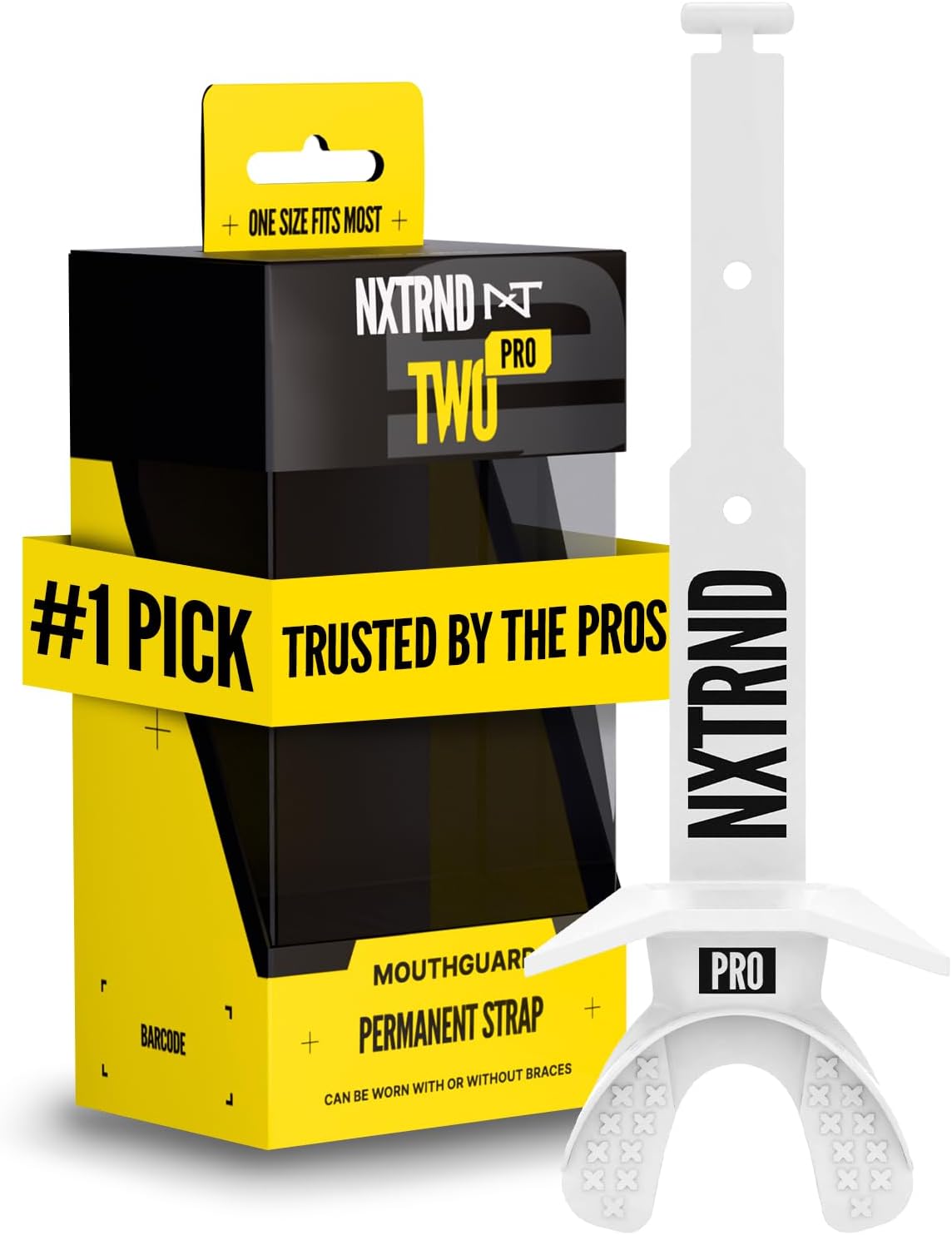 Nxtrnd Two Pro Football Mouth Guard with Strap, White — product view