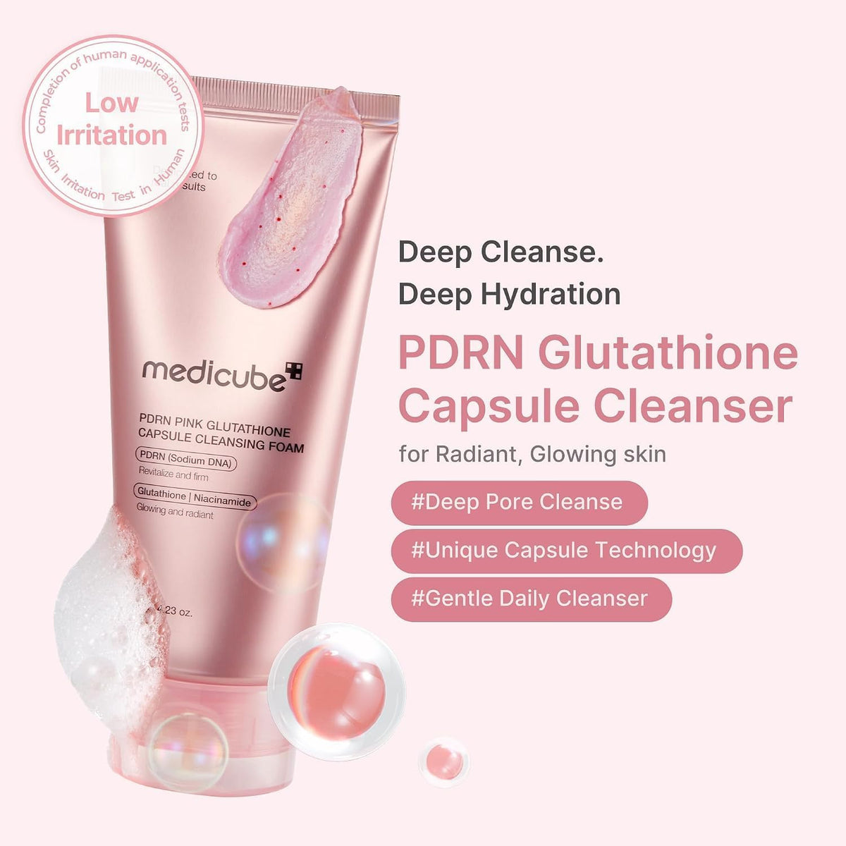 medicube PDRN Pink Glutathione Capsule Foam Cleanser 125 ml - view 2