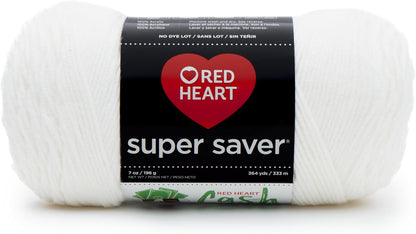 Red Heart Super Saver Acrylic Yarn, White, Worsted Weight - Single Skein