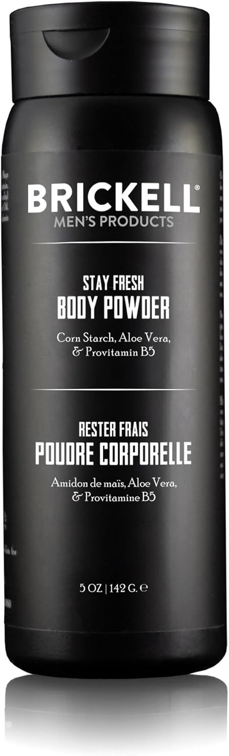 Brickell Men's Products Stay Fresh Body Powder Unscented 5 oz — product view