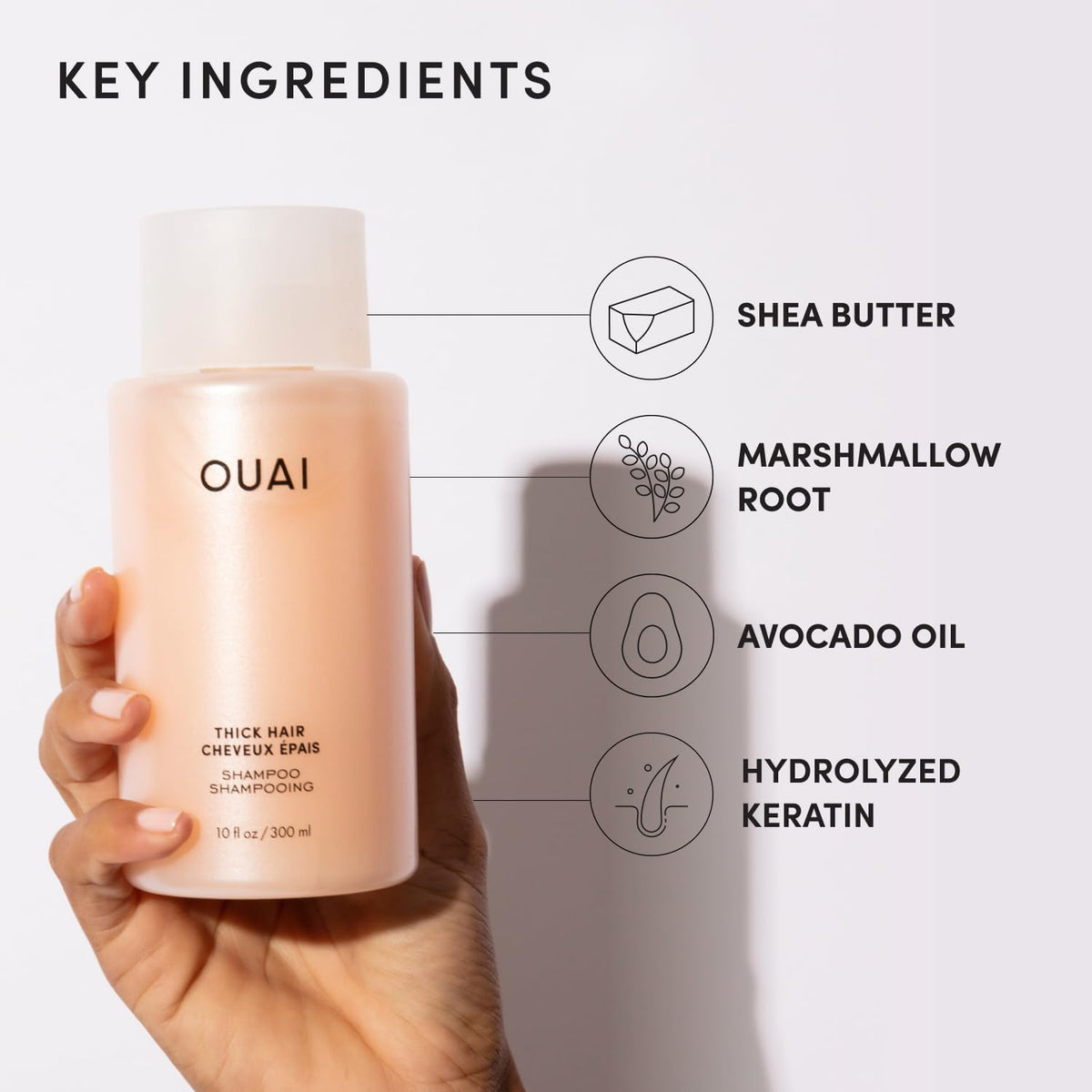 OUAI Thick Shampoo with Keratin and Shea Butter 300 ml (10 fl oz) - view 6