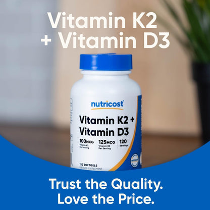 Nutricost Vitamin D3 5000 IU + K2 100 mcg (MK7), 120 Softgels - view 5