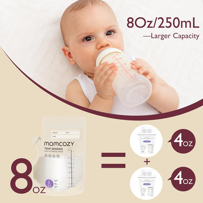 Momcozy Breast Milk Storage Bags, 8 oz (240 ml), Temp-Sensing, 120 Count - view 5