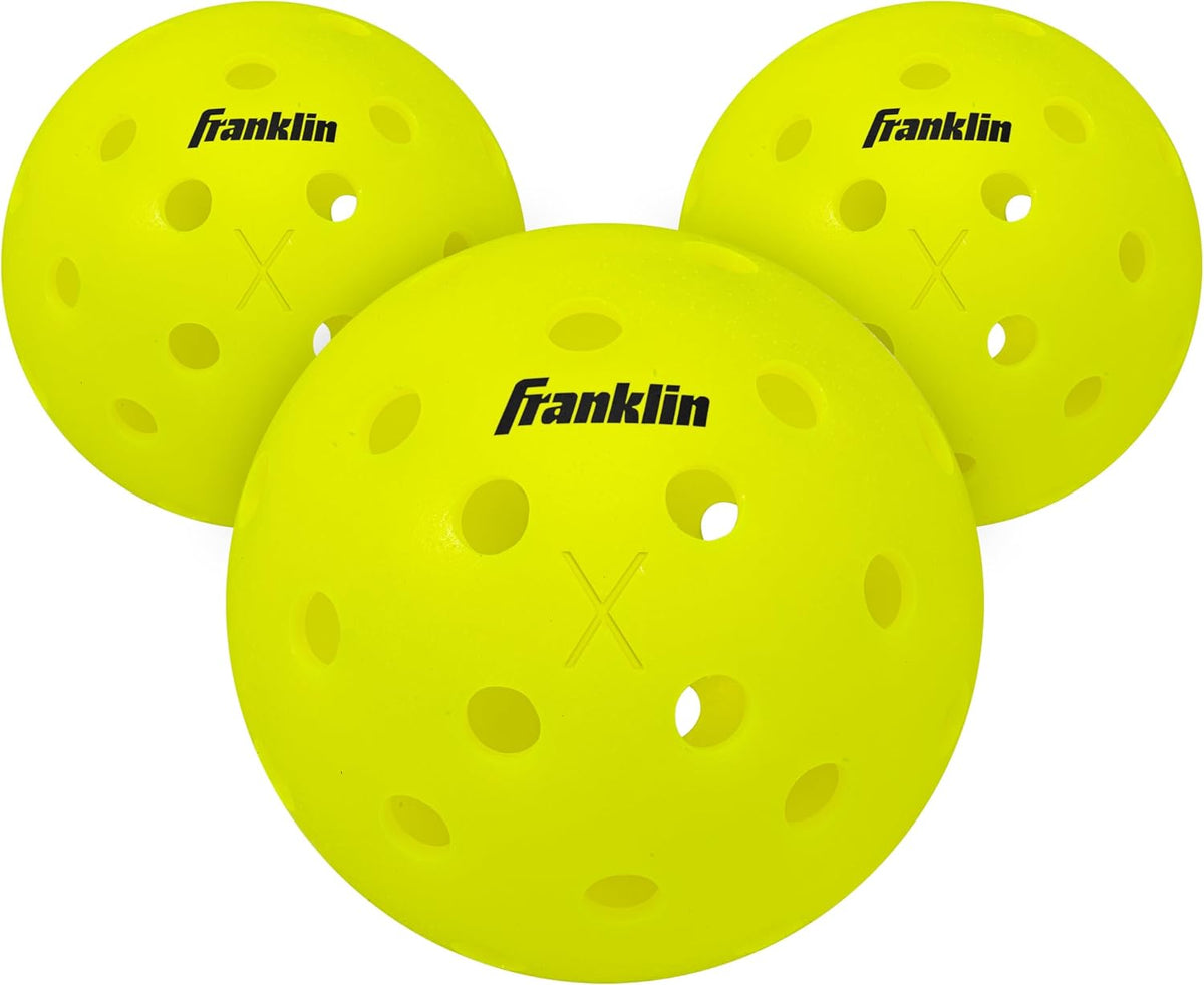 Franklin Sports X-40 Outdoor Pickleballs, Optic Yellow - Pack of 3