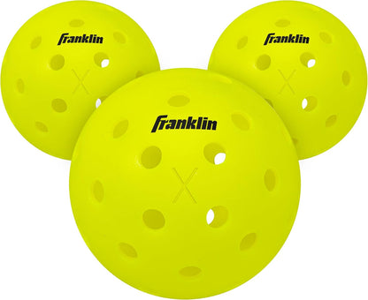Franklin Sports X-40 Outdoor Pickleballs, Optic Yellow - Pack of 3