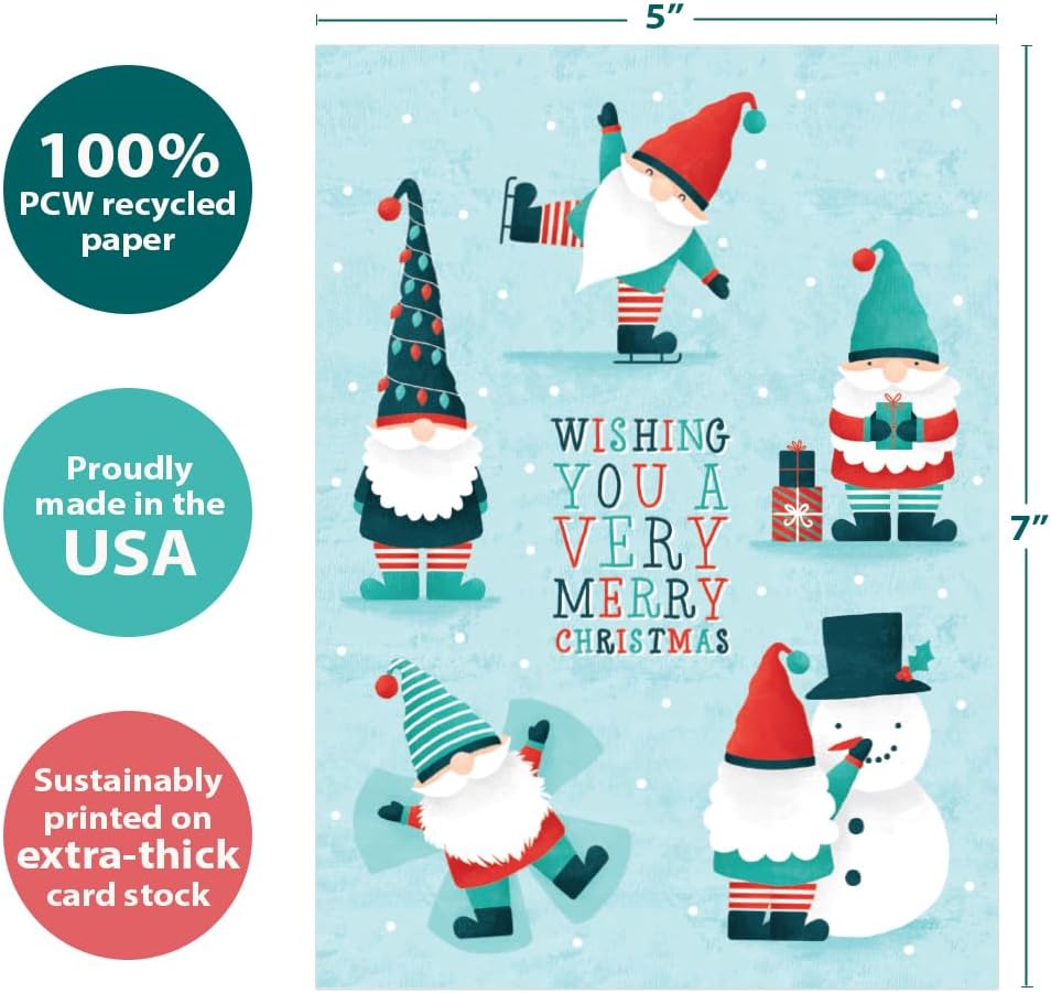 Tree-Free Greetings Christmas Cards, Festive Gnomes, 2 Pack, 5 x 7 In - view 3