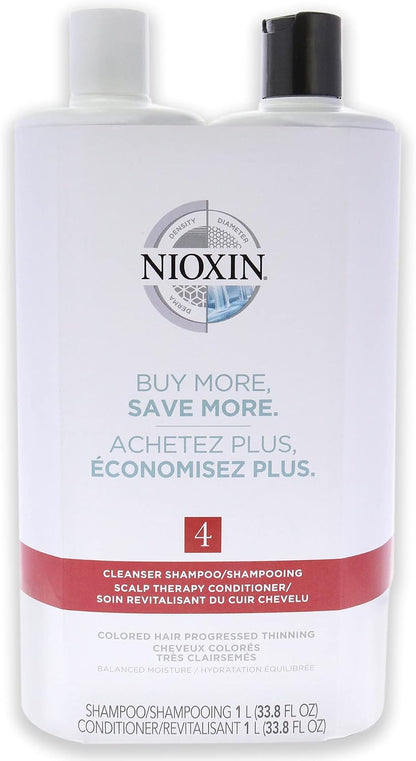 Nioxin System 4 Cleanser and Scalp Therapy Conditioner Duo, 33.8 oz