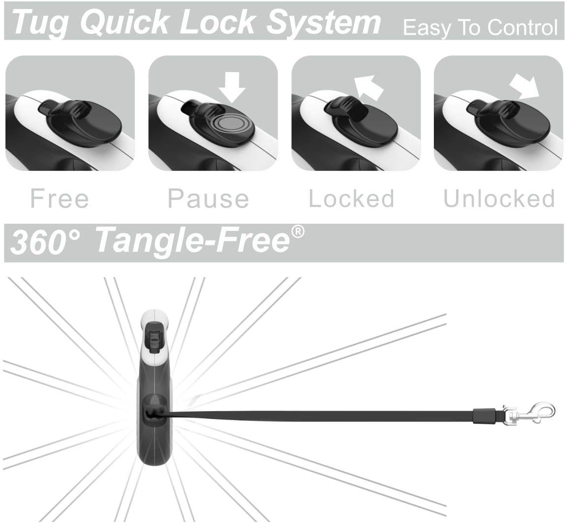 TUG Original Retractable Dog Leash, 16 ft, Medium, White - view 5